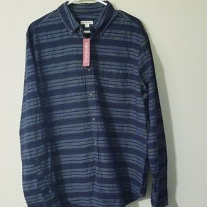 Merona Women's Blue Striped Long Sleeve